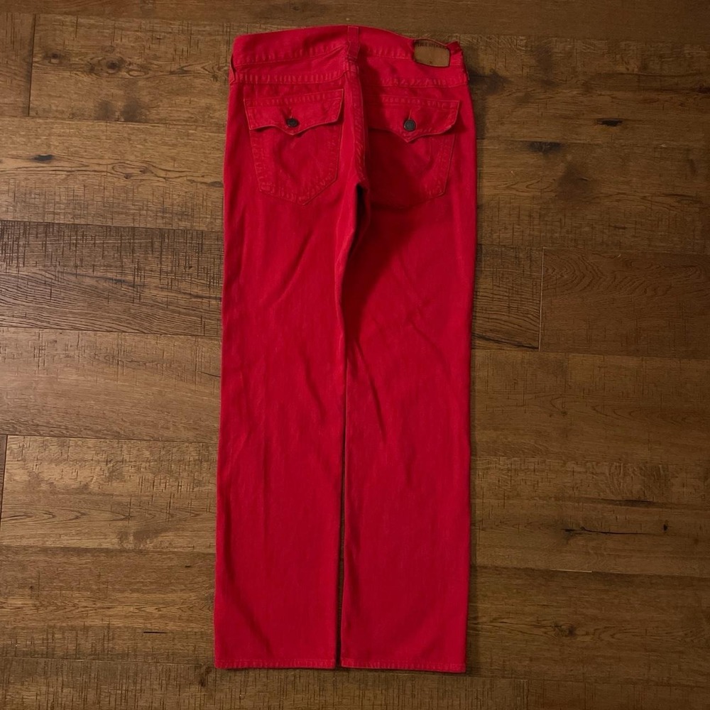 True Religion Ricky Relaxed Straight Mens 31 Red Streetwear Flap Pocket Jeans